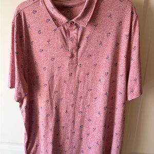 Men's Heather Pink Polo Shirt with Micro Print